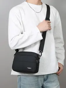 1PC Men's crossbody bag, single shoulder bag, solid color zipper closure, fashionable and versatile temperament, suitable for daily commuting, outdoor travel, cycling, shopping, suitable for students, campus, men's crossbody bag