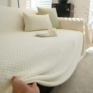 Solid Color Jacquard Sofa Cover, Washable Sofa Slipcover, Breathable Sofa Protector, Dustproof Sofa Slipcover, Home Decor Supplies for Living Room