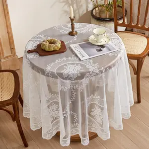 Round Lace Tablecloth, Solid Color Tablecloth, Table Decoration Supplies for Home Kitchen Dining Room, Vanity Decor Accessories