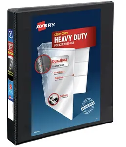 Avery Heavy-Duty View 3 Ring Binder, 1" One Touch Slant Rings, Holds 8.5" x 11" Paper, 1 Black Binder bookbinder