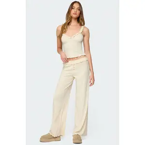 Edikted Women's Posy Ruffle Pointelle Pants