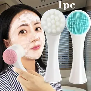 Silicone Facial Cleansing Brush, Dual-Sided Soft Bristles, Gentle Exfoliation, Deep Cleaning, Pore Minimizing, No Scent, Single Item, Facial Care Tool