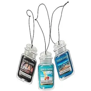 Yankee Candle Car Jar Ultimate Pack, Bahama Breeze, Black Coconut, Turquoise Sky, Hanging Air Freshener, Neutralizes Odors, Up to  Days