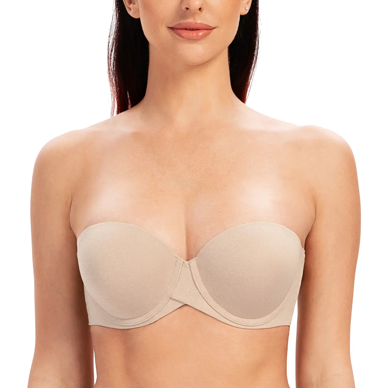 MELENECA Women's Basic 32B Underwire Bra - Comfortable, Minimalist, Plain, V-Neck, Padded, Push-Up, Multi-Way, Wear-in Strapless, Elastic, Bottom-Supportive (Hand Wash Only, TikTokShop Black Friday), Criss Cross, Chic, Elegant, Hangable, Hook And Eye, Nor
