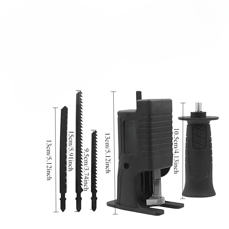 Drill modification for electric saw; woodworking curved saw; handheld drill conversion to electric saw; variable oscillating saw; conversion head
