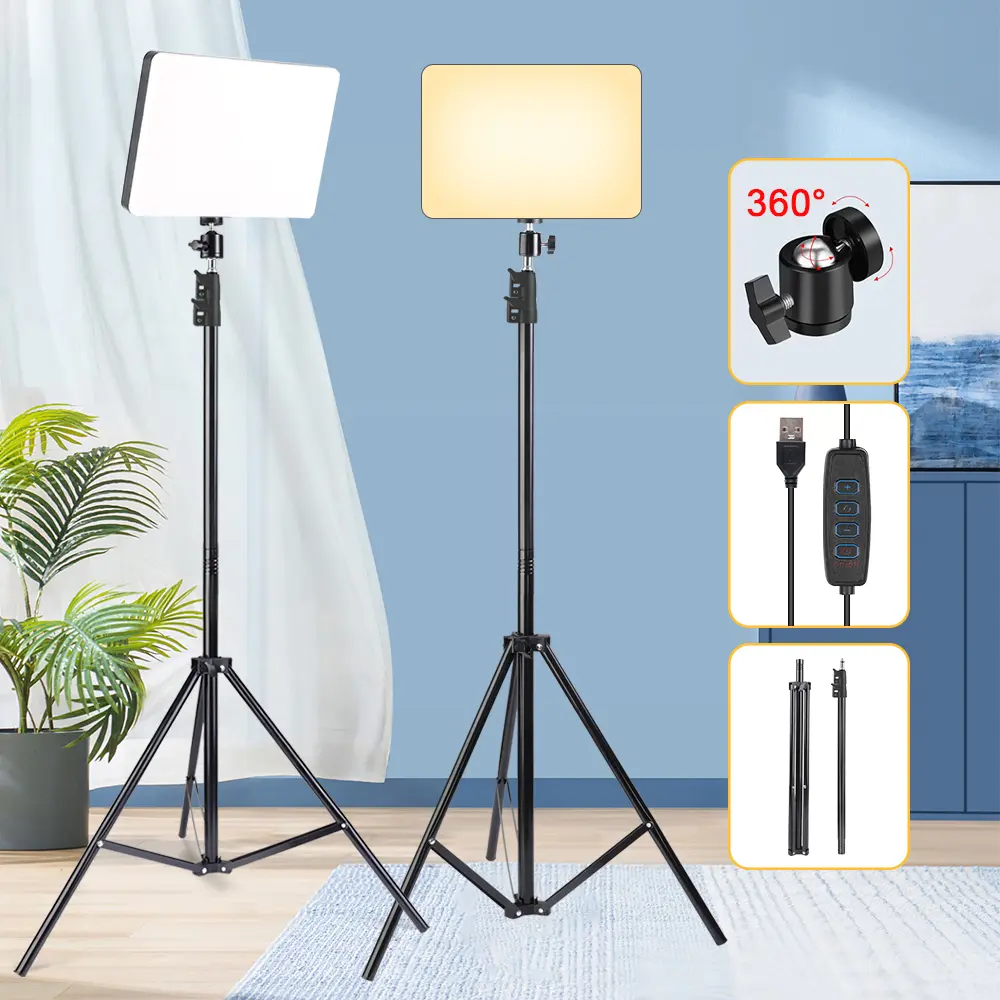 UEGOGO 10-in Eye-Friendly Flicker-Free Dimmable LED Panel Fill Light Kit (1 Set) - Content Creator Kit with 63-in Flexible Tripod Stand, Tripod Base, Phone Holder, No Harsh Glare, Reduces Return Rates for Portrait Photography, Short Video Recording, Food