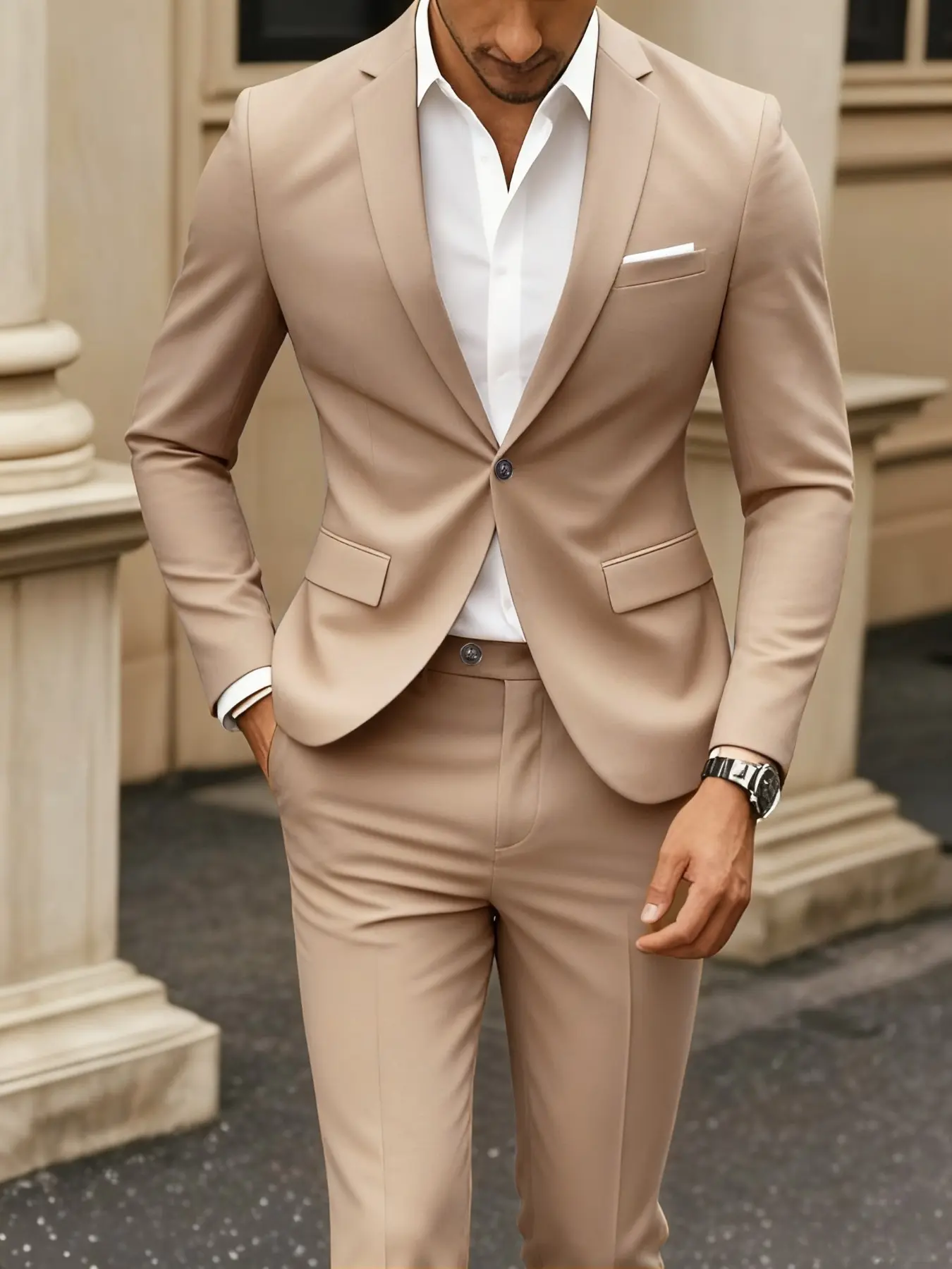 Men'S Suit Set Consisting of a Long Sleeve Blazer And Trousers, High-End Formal Business Attire, Formal Wear, Stylish And Elegant, Premium Quality Menswear for Men, Suitable for Weddings, Business Events, And Parties