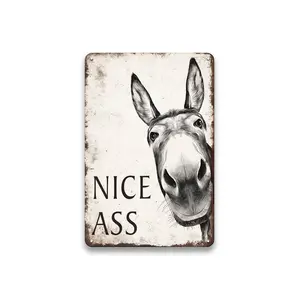 Funny Donkey "Cheese Heads" Bathroom Art Sign 8x12inch Farmhouse Vintage Metal Tin Wall Decor for Home, Restaurant, Bar - Retro Hilarious Donkey Lover Gift, Trending Viral Must-Have Sassy Bathroom Humor Aesthetic Country Kitchen Decor