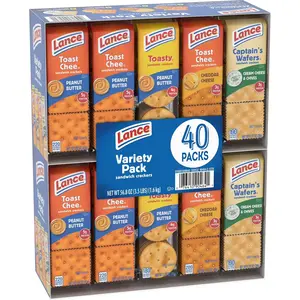 Lance Organic Peanut Snack Crackers Combo, Variety Pack Sandwich Crackers, 40-Pk