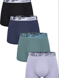 Valentine's Day Special 4-Pack S-4xl Men's Bamboo Fiber Plain Briefs, Casual Loose-Fitting All Seasons Underwear, Perfect Gift for Boyfriend