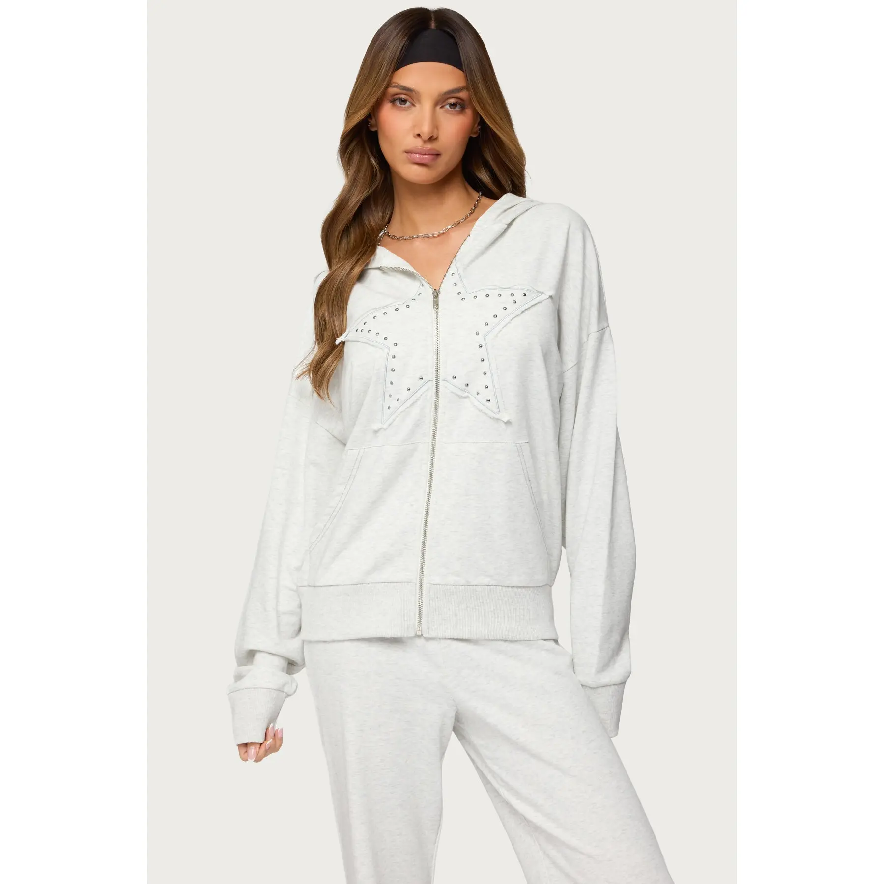 Briela Star Studded Zip Up Hoodie