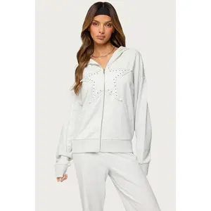 Briela Star Studded Zip Up Hoodie