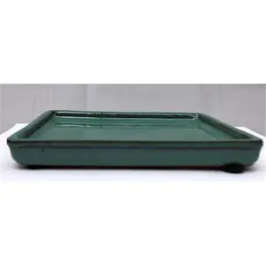212 MAIN Ceramic Bonsai Humidity & Drip Tray - Green & Blue, Rectangular, Indoor Use, Drip Protection, Furniture Safe (Tools & Hardware, Specialty Garden Tools)