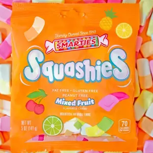 Smarties Squashies Mixed Fruit Flavored Candy- Cherry & Blackcurrant Lemon & Lime Orange & Pineapple 1 bag 141 g
