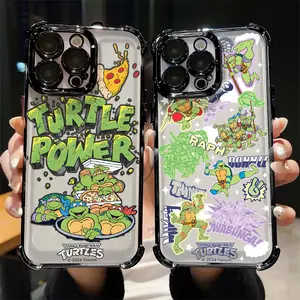 Cartoon Teenages Mutants Ninjas Turtles Plating Phone Case For iPhone 17 16 15 14 13 12 11 Pro Max Plus Samsung Galaxy S26 S25 S24 S23 S22 Cover