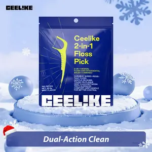 CEELIKE 2-in-1 Floss Pick for Efficient Cleaning, Gum Care, and Fresh Breath - 150 Pieces Mint Flavor Daily Care