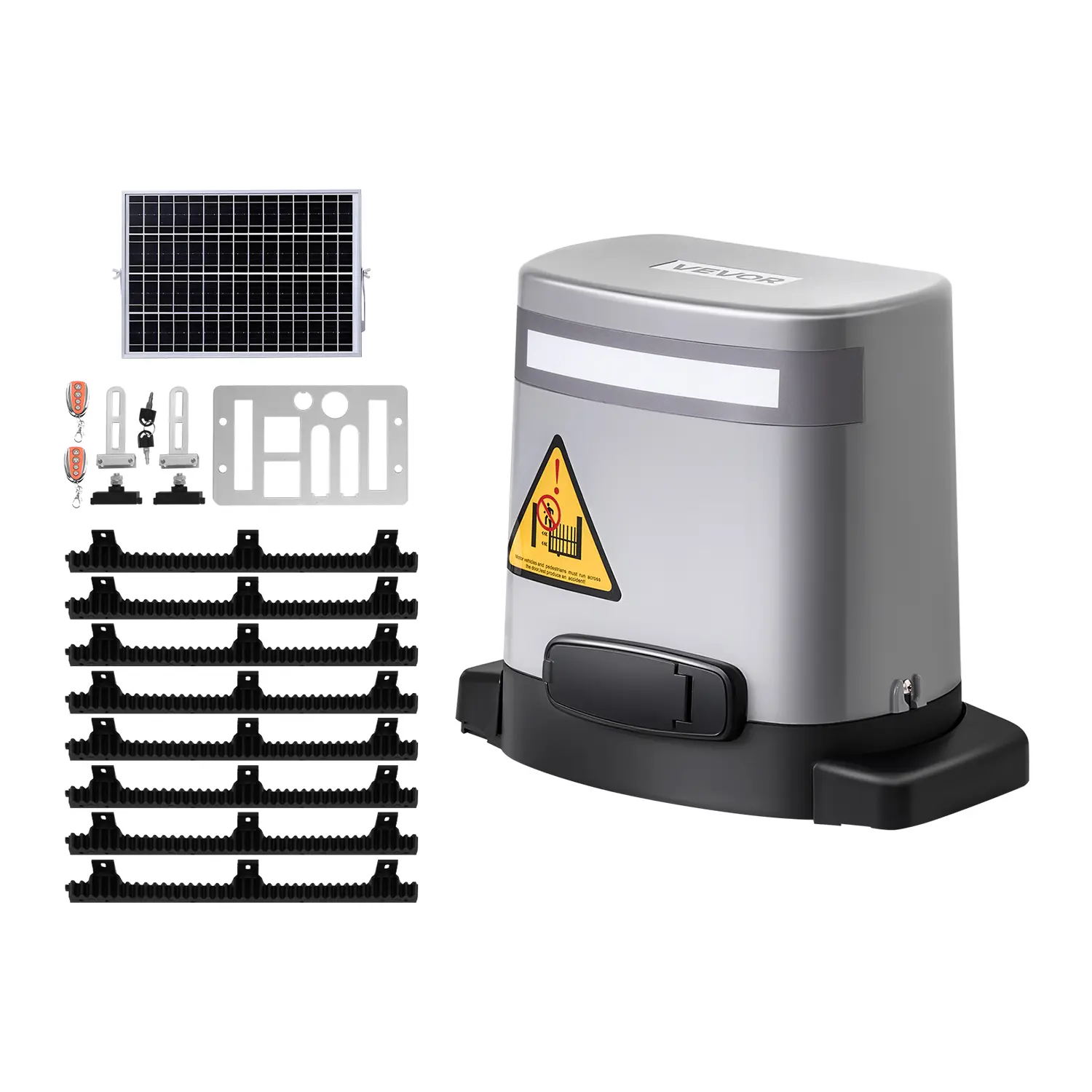 【Summerfinds】VEVOR Solar Sliding Gate Opener,280W Electric Gate Opener for Doors up to 65.6ft 1799lbsGear Track Rolling Fence Door Motor with Infrared Sensor & 2 Remote ControlsDriveway Gates Opening System