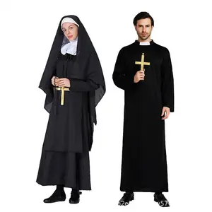 Halloween Costumes Western Party Prom Costumes Stage Show Men All Black Robe Godfather Cosplay Costumes