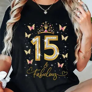 100% Cotton 15 And Fabulous, 15 Years Old Girls, 15th Birthday Queen T-Shirt