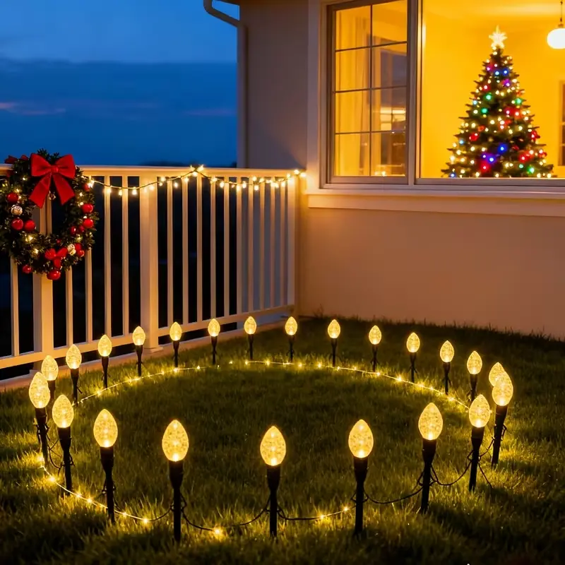 Solar-Powered Crystal Lights, Solar Outdoor Lights, Solar Pathway Lights, 10 LED Christmas Ground Plug Lights, Light Control, 8 Modes, Christmas Decorations, Suitable For Outdoor Spaces, Holiday Display, Outside Lights, 650CM/255.9inch