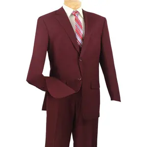 Mens 2 Button Weave Pattern Sharkskin Suit in Burgundy