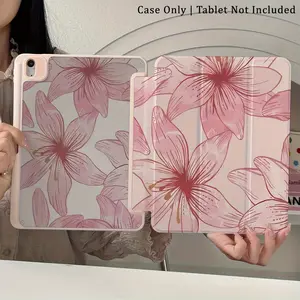 Cute Floral Pattern Transparent Acrylic Case for iPad, Anti-Drop Protection, Three-Fold Stand, Fits iPad 10th/9th/8th/7th/6th/5th Gen/air/pro 11 Inch Tablet Protective Cover, Ipad Accessories