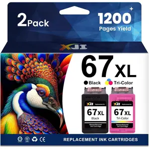 Remanufactured Ink Cartridges  for  67XL 67 XL Black Color Combo Pack, for Deskjet Plus 2700 2700e 2755 2755e 2855e 4100 4100e 4155 4155e 4255e Envy Pro 6000 6055e 6400 6455e Printer