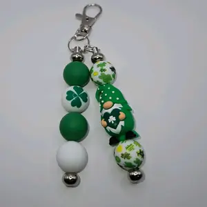 Double Rode Customizable Beaded Keychain a Silver Lobster Clasp.