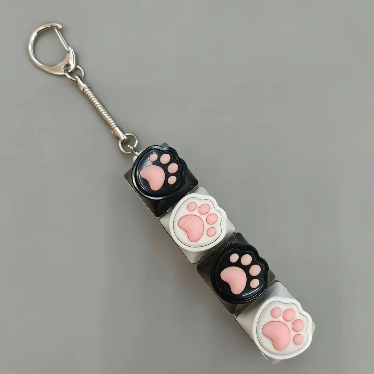 Portable Silicone Cat Paw Clicker Keychain, LED Light Glowing Fidget Toy, Keyboard Style Button, Stress Anxiety Relief Gift, Keychain For Car Keys, Cute Keychain