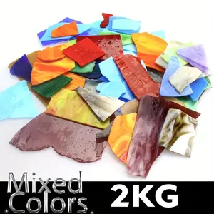 Mixed Multicolor Glass Mosaic Peel Tiles, Handcrafted Stone Pieces for Craft Enthusiasts, Artistic Creations, Home Wall Decor