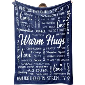 Warm Hugs Healing Blanket - Cancer Gifts for Women Men, Get Well Soon Gift for Friend Family, Sympathy Inspirational Blanket, Soft Comfort Flannel Throw Blanket s