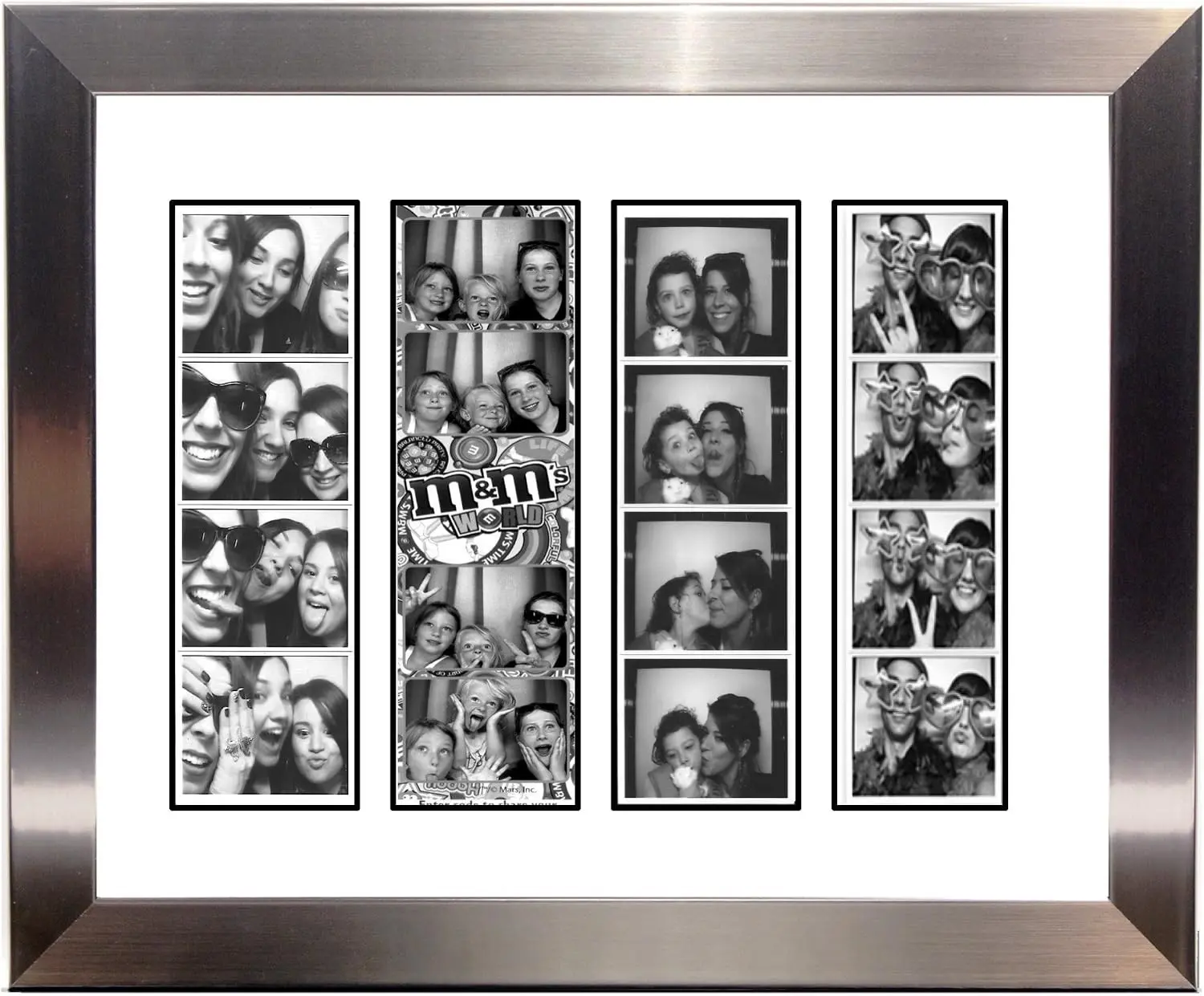 Creative Picture Frames Pbw9X11Ss-W Stainless Steel Wedding Photo Booth Frame - Holds 4-2X6 With White Mat To Display, Cherish And Preserve Your Wedding Memories