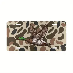 Old School Camo "Duck" Vanity Plate, Aluminum Front License Plate - 6x12 - Inch Polished Metal Standard Plate, Easy To Install, For Decor Only,summervibes summervibes