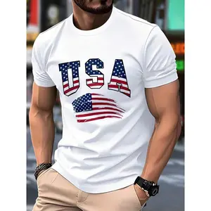 Men's Patriotic American Graphic T-Shirt - Casual Short-Sleeved, Summer Style, Machine Washable, Casual Summer Wear. Bold Graphic T-Shirt. An Excellent Gift For Father's Day, Mother's Day, Birthday Or Christmas
