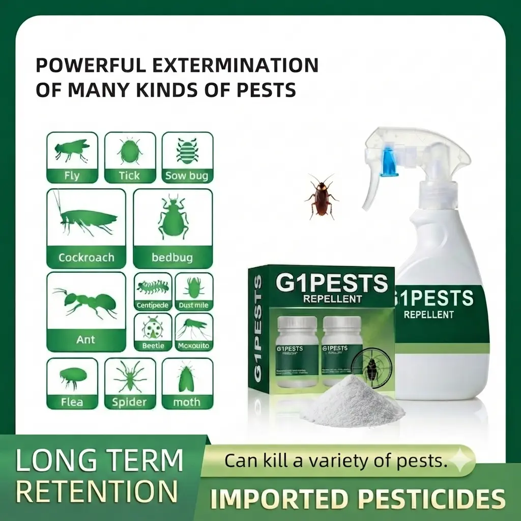 Pet & Kid Safe Water-Soluble Pest & Weed Control Powder Kit, Indoor-Outdoor Insect Control Repellent, Includes Spray Bottle, Makes 1 Gal Spray to Kill Roaches, Ants, Spiders & 40+ Common Household Bugs