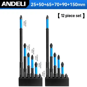 ANDELI Phillips Screwdriver Bit Set 12-Piece S2 Steel Magnetic Non-Slip Impact-Resistant for Electric & Manual Screwdrivers