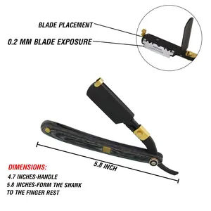 Stylish Lightweight Straight Edge Double Edge Hair Shaving Razor - Beard Mustache Eyebrows Shape Up Barbershop Straight Edge Razor In black and Gold - Exotic Elements