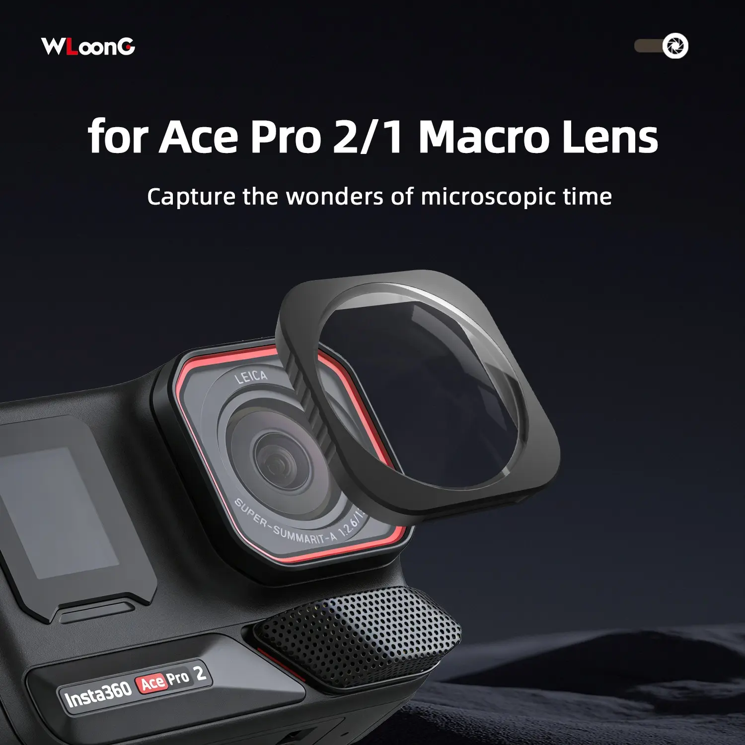 for Insta360 Ace Pro 2/Ace Pro Macro Len Filter, Camera Accessories, Video Recording Accessories, Multi-Coated/Optical Glass/Aluminum Alloy Frame, Microscopic, for Outdoor Sports/Adventure and Travel, Lightweight Design, Easy Installation