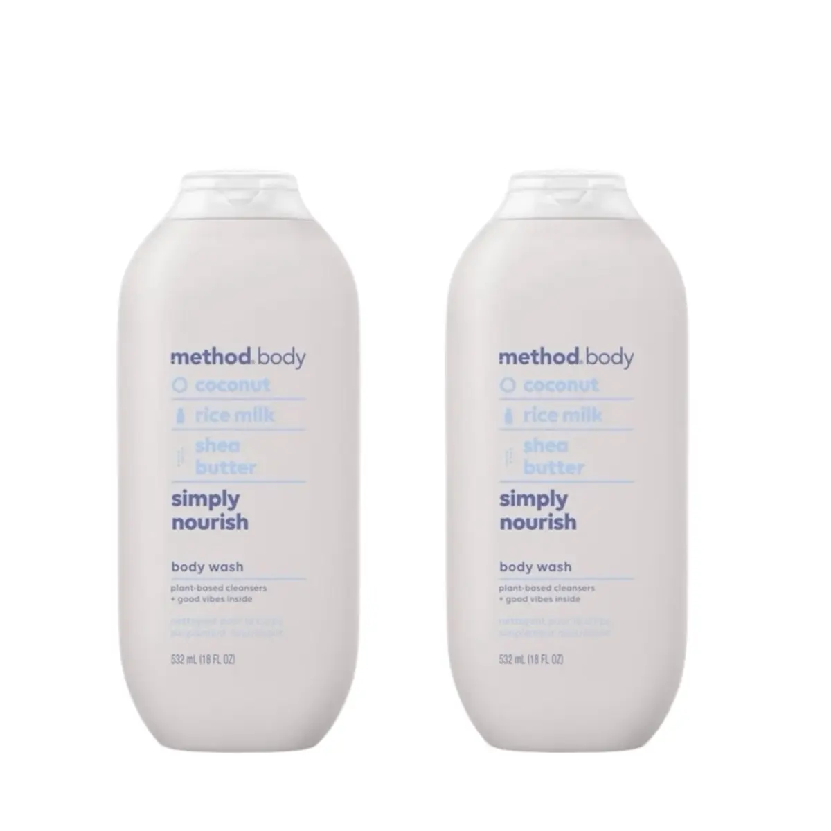 METHOD BODY Simply Nourish Body Wash, Gentle and Moisturizing Daily Cleanser for Sensitive Skin, 18 oz Bottles (2 Pack), Body Care, Liquid
