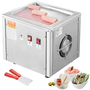 VEVOR Stir-Fried Ice Cream Roll Maker with 11"x9.5" Stainless Steel Pans, Compressor Cooling, Food-Safe Surface, 2 Scrapers for Frozen Treats, Ice Cream and Frozen Yogurt