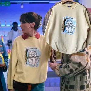 Vintage 90s Distressed Cat Sweatshirt Cat Crewneck Cat Pullover Cat Jumper Cat Sweater