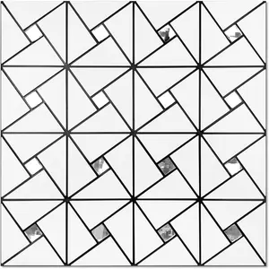 Peel and Stick Backsplash  - PVC Pure White  Stick on Backsplash for Kitchen and Bathroom Windmill Puzzle Glass Mixed Self Adhesive Mosaic s(12"x12"x10 Sheets)