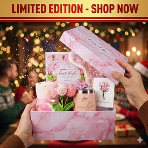 Pink Luxury 5-Piece Gift Set | Festive Party Essentials with Silk Eye Mask, Stainless Steel Tumbler & More – Timeless Love Mothers Day Box for Valentine’s, Mother’s Day & Graduation