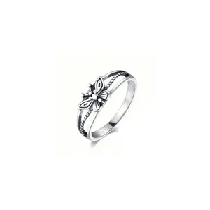 1pc Vintage Hollow Butterfly Ring – Unisex Alloy, Daily Wear