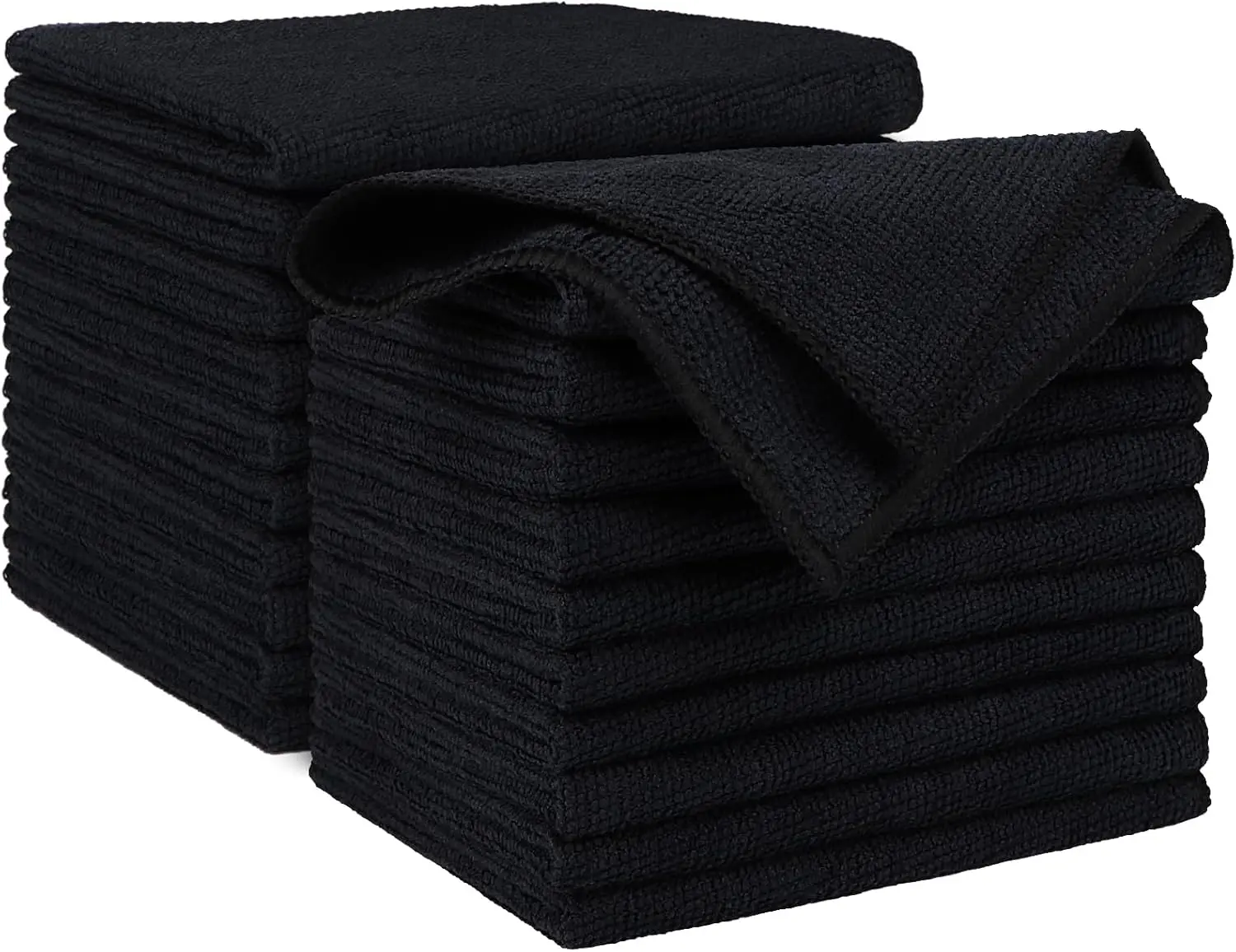 Microfiber Cleaning Cloth,10 Pack Cleaning Towels for Kitchen, Lint Free, Scratch-Free, Highly Absorbent, and Reusable Cleaning Rags for House, Window and Glass, Cars, 9.8 X9.8 inch Non-slip Black