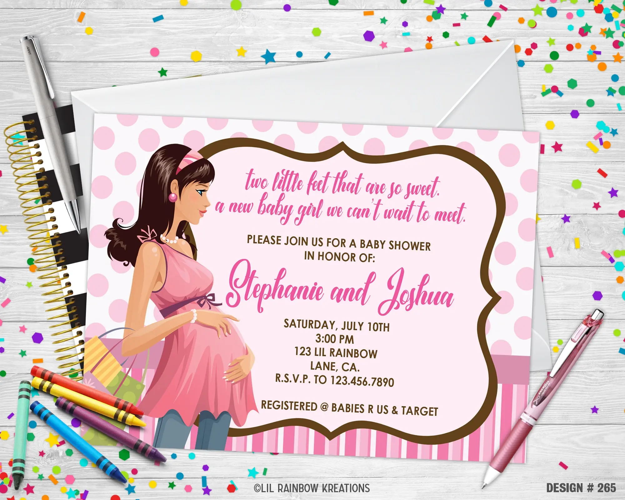 265 | Shopping Mommy Baby Shower Invitation & Thank You Card