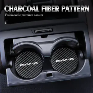 2pcs Car Coaster Carbon Water Cup Slot Non-Slip Pad Bottle Mat For Mercedes Benz AMG W223 W213 W206 W464 W247 W167 W166 W222 W205 W204 W177 W246 W212 W221 W463 W214 W169 W140 W176 W124 W126 W168 W210 W211 W212 W203 W205