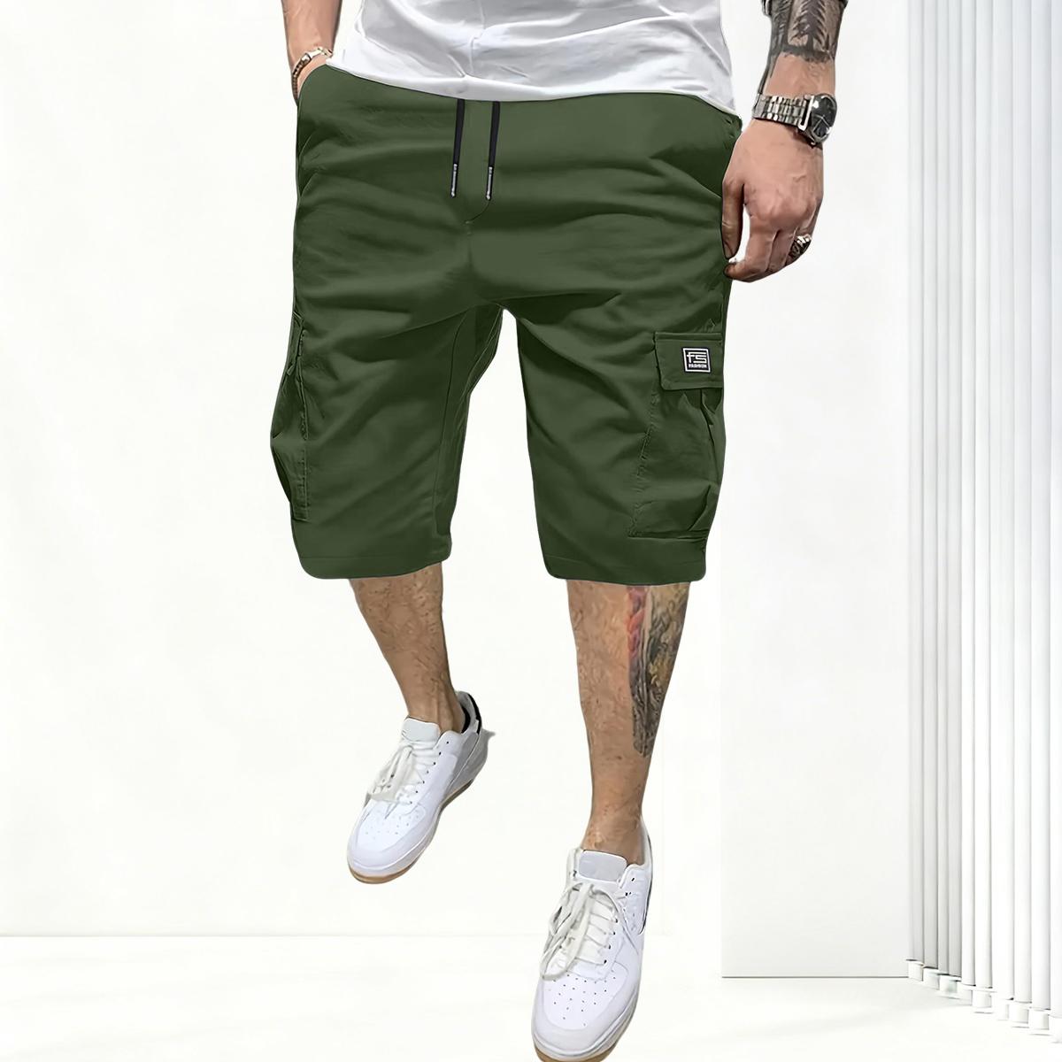 Men’s solid-color cargo shorts, 4-pack; lightweight fashion shorts with flap pockets; available in multiple colors; stretch fabric with four-way stretch; outdoor work pants for men Beige Athletic,summervibes Activewear Trouser,summerwins