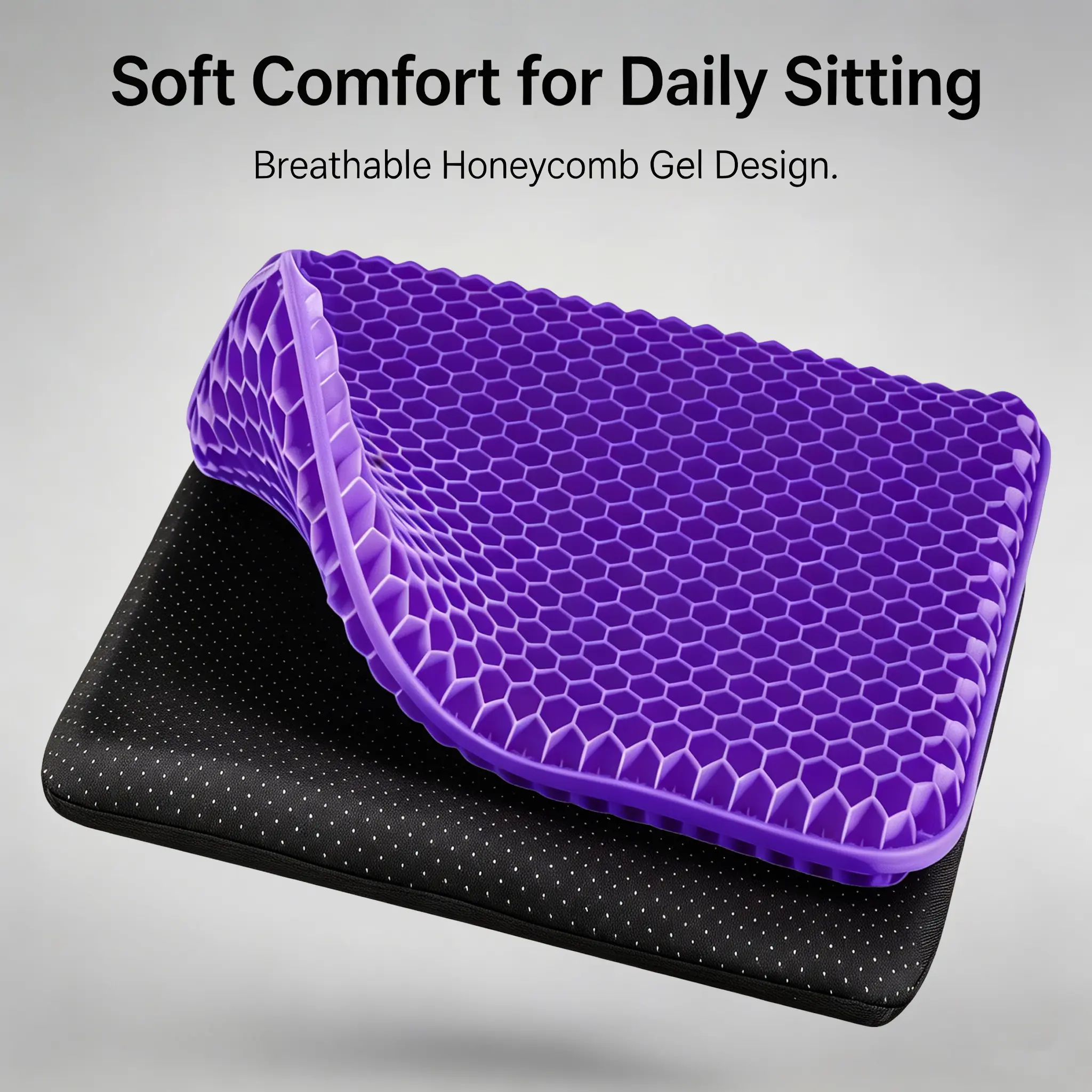 Gel Seat Cushion, Breathable Honeycomb Chair Pad with Soft Flexible Support, Double-Layer Cooling Gel Cushion for Office Chair, Home Chair & Daily Sitting