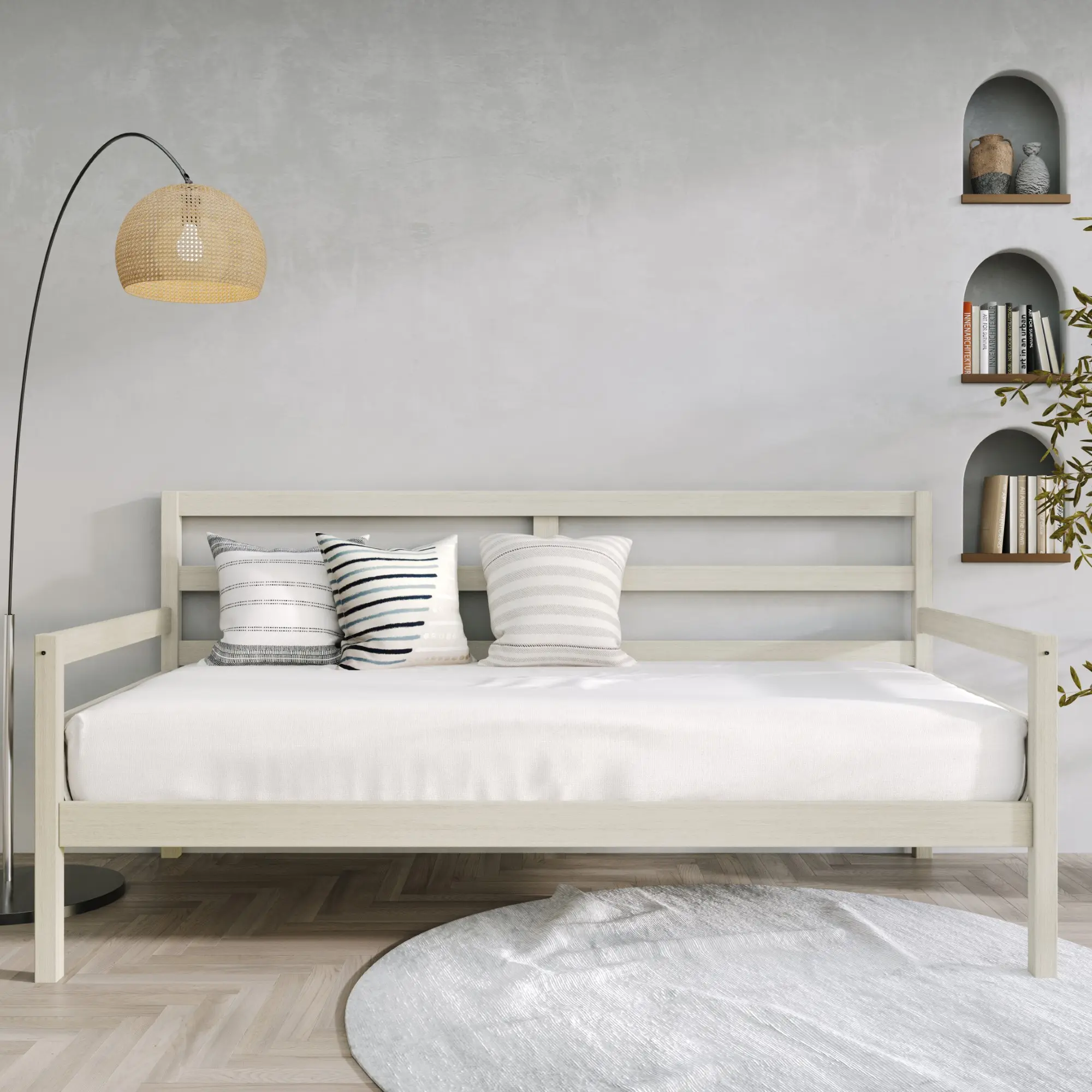 Favorer Towson Classic Solid Wood Twin Daybed - Indoor Bedroom Furniture, 1-Person Single Full Slat Bed Frame, Easy to Assemble for Living Room Use, Furniture Bedroom, One Person
